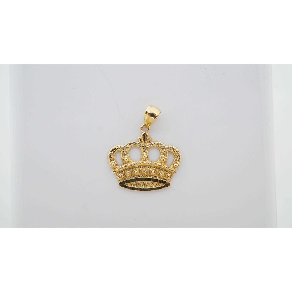 10k Yellow Gold Crown Pendant Charm Estate Sale Find